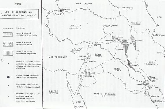 Carte des Chaldéens au Moyen-Orient